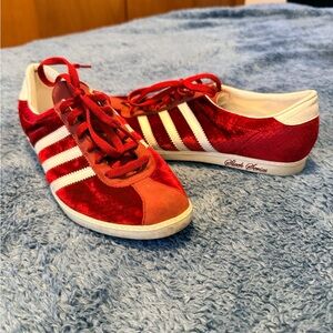 Adidas Red Velvet Sleek Series Sneakers with White Stripes